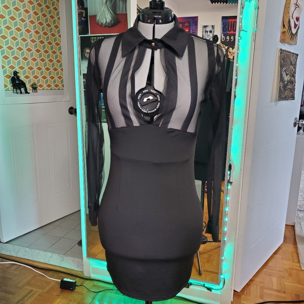 Black opaque and sheer dress 2/$30